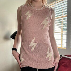 Storia Knit Lightning Bolt Tank – Blush Pink (M)